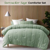 NNEDSZ Accessorize Seersucker Sage 3 Piece Polyester Comforter Set King