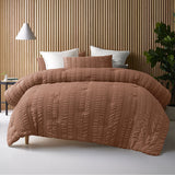 NNEDSZ Accessorize Seersucker Tobacco 3 Piece Comforter Set Queen