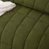 NNEDSZ Vintage Design Homewares Olive French Linen Coverlet Set Queen