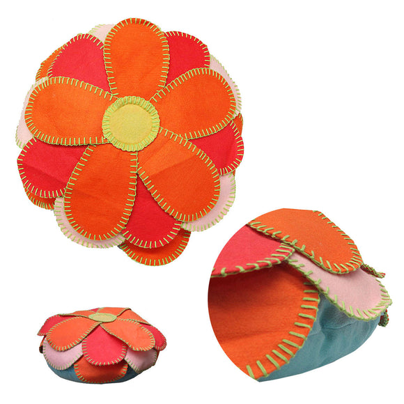 NNEDSZ Girls Georgia Flower Applique Round Filled Cushion 40 cm Diameter