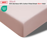 NNEDSZ 400TC Blush Bamboo Cotton Fitted Sheet 40cm Wall Single
