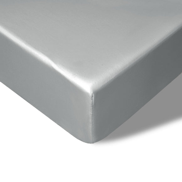 NNEDSZ 400TC Grey Bamboo Cotton Fitted Sheet 40cm Wall King