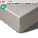 NNEDSZ 400TC Stone Bamboo Cotton Mega / Super Fitted Sheet 50cm Wall Queen