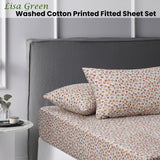 NNEDSZ Lisa Green Washed Cotton Printed Fitted Sheet Set Queen