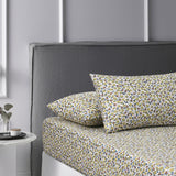 NNEDSZ Lisa Teal Washed Cotton Printed Fitted Sheet Set Single