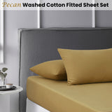 NNEDSZ Pecan Washed Cotton Fitted Sheet Set Super King