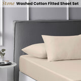 NNEDSZ Stone Washed Cotton Fitted Sheet Set Queen