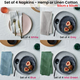 NNEDSZ Vintage Design Homewares Set of 4 French Linen Napkins Mist