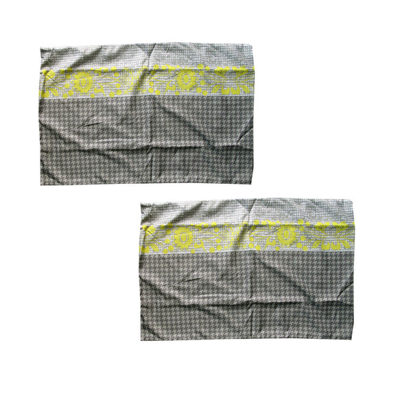 NNEDSZ Pair of Microfiber Polyester Ali Neon Grey/Green Standard Pillowcases by Home Innovations