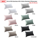 NNEDSZ Stone 400TC Bamboo Cotton Pair of Standard Pillowcases 48 x 73 + 15cm