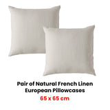 NNEDSZ Vintage Design Homewares Pair of Natural French Linen European Pillowcases