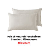 NNEDSZ Vintage Design Homewares Pair of Natural French Linen Standard Pillowcases