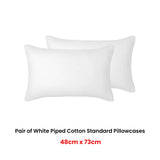 NNEDSZ Pair of White Piped Hotel Deluxe Cotton Standard Pillowcases