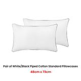 NNEDSZ Pair of White/Black Piped Hotel Deluxe Cotton Standard Pillowcases