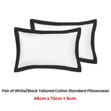NNEDSZ Pair of White/Black Tailored Hotel Deluxe Cotton Standard Pillowcases