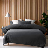 NNEDSZ Charcoal 400TC Charcoal Bamboo Cotton Double Stitched Quilt Cover Set Double