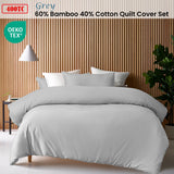 NNEDSZ Grey 400TC Grey Bamboo Cotton Double Stitched Quilt Cover Set Super King