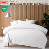 NNEDSZ White 400TC White Bamboo Cotton Double Stitched Quilt Cover Set Queen