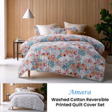 NNEDSZ Amara Washed Cotton Printed Reversible Quilt Cover Set Queen