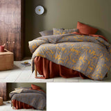 NNEDSZ Clove Washed Cotton Printed Reversible Quilt Cover Set Queen
