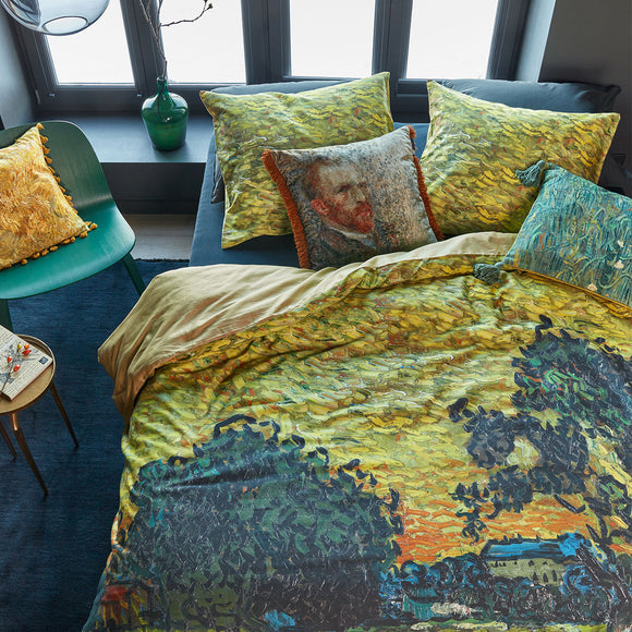 NNEDSZ Van Gogh Evening Twilight Ochre Cotton Sateen Quilt Cover Set Queen
