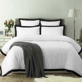 NNEDSZ White/Black Tailored Hotel Deluxe Cotton Quilt Cover Set Queen