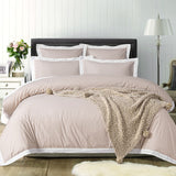 NNEDSZ White/Natural Tailored Hotel Deluxe Cotton Quilt Cover Set Super King
