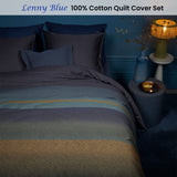 NNEDSZ Bedding House Lenny Blue Cotton Quilt Cover Set Queen