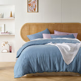 NNEDSZ Vintage Design Homewares Denim Blue French Linen Quilt Cover Set King
