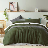 NNEDSZ 100% Linen Olive Quilt Cover Set Single