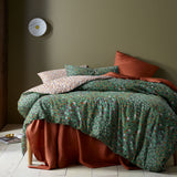 NNEDSZ Lisa Green Washed Cotton Printed Quilt Cover Set Queen