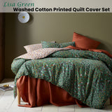 NNEDSZ Lisa Green Washed Cotton Printed Quilt Cover Set Queen