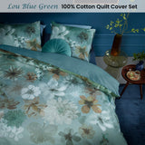 NNEDSZ Bedding House Lou Blue Green Cotton Floral Quilt Cover Set King