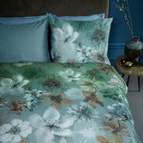 NNEDSZ Bedding House Lou Blue Green Cotton Floral Quilt Cover Set King