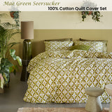 NNEDSZ Bedding House Mae Green Seersucker Cotton Quilt Cover Set Queen
