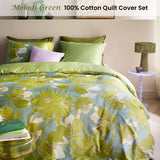 NNEDSZ Oilily Melodi Green Cotton Floral Quilt Cover Set Queen