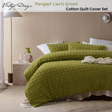 NNEDSZ Vintage Design Homewares Parquet Cacti Green Cotton Quilt Cover Set King
