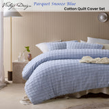 NNEDSZ Vintage Design Homewares Parquet Snooze Blue Cotton Quilt Cover Set Single