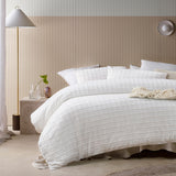 NNEDSZ Vintage Design Homewares Parquet White Cotton Quilt Cover Set Double
