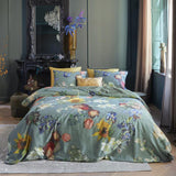 NNEDSZ Bedding House Van Gogh Partout des Fleurs Green Cotton Sateen Quilt Cover Set King