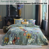 NNEDSZ Bedding House Van Gogh Partout des Fleurs Green Cotton Sateen Quilt Cover Set King