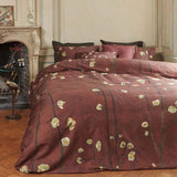 NNEDSZ Bedding House Van Gogh Plum Blossoms Red Cotton Sateen Quilt Cover Set King