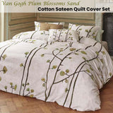 NNEDSZ Bedding House Van Gogh Plum Blossoms Sand Cotton Sateen Quilt Cover Set King