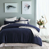 NNEDSZ Navy Waffle Polyester Quilt Cover Set Double