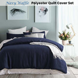 NNEDSZ Navy Waffle Polyester Quilt Cover Set Double