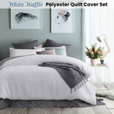 NNEDSZ White Waffle Polyester Quilt Cover Set Queen
