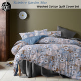 NNEDSZ Accessorize Rainbow Garden Blue Washed Cotton Quilt Cover Set Single