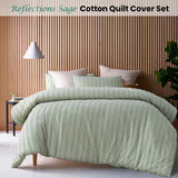 NNEDSZ Vintage Design Homewares Reflections Sage Cotton Quilt Cover Set Queen