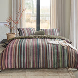 NNEDSZ Bedding House Roman Multi Cotton Stripe Quilt Cover Set Queen