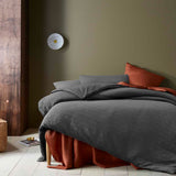 NNEDSZ Soho Waffle Dark Grey Quilt Cover Set King